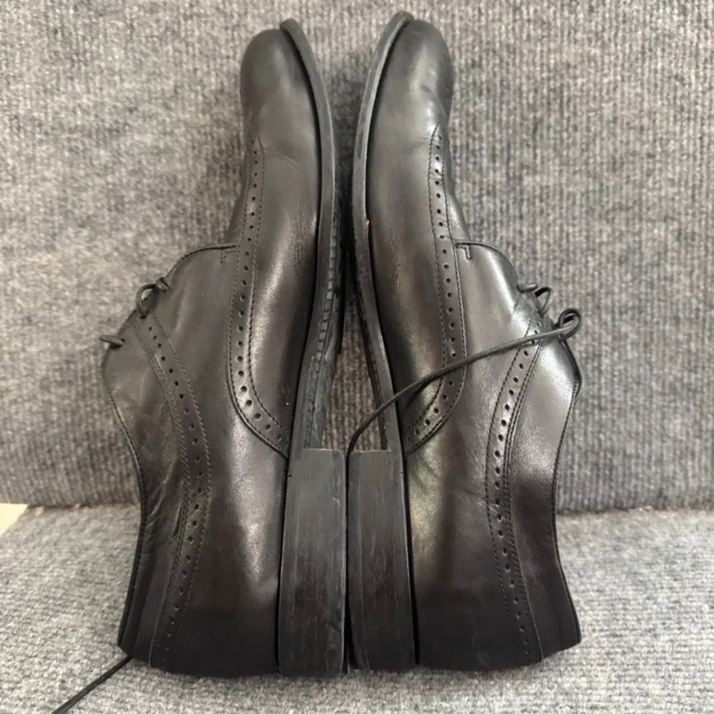 Emporio Armani Mens Black Leather Wingtip Brogue Oxford Dress Shoes Italy 41.5